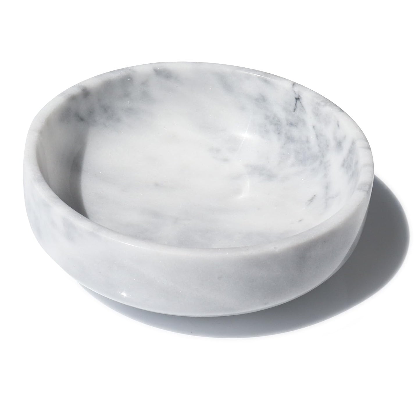 Neeenn 5.9" Natural White Marble Decorative Bowl with Non-Slip Base - Heavy Duty Modern Key Holder, Wedding Candy Dish, Office Desk Organizer for Contemporary Home Decor