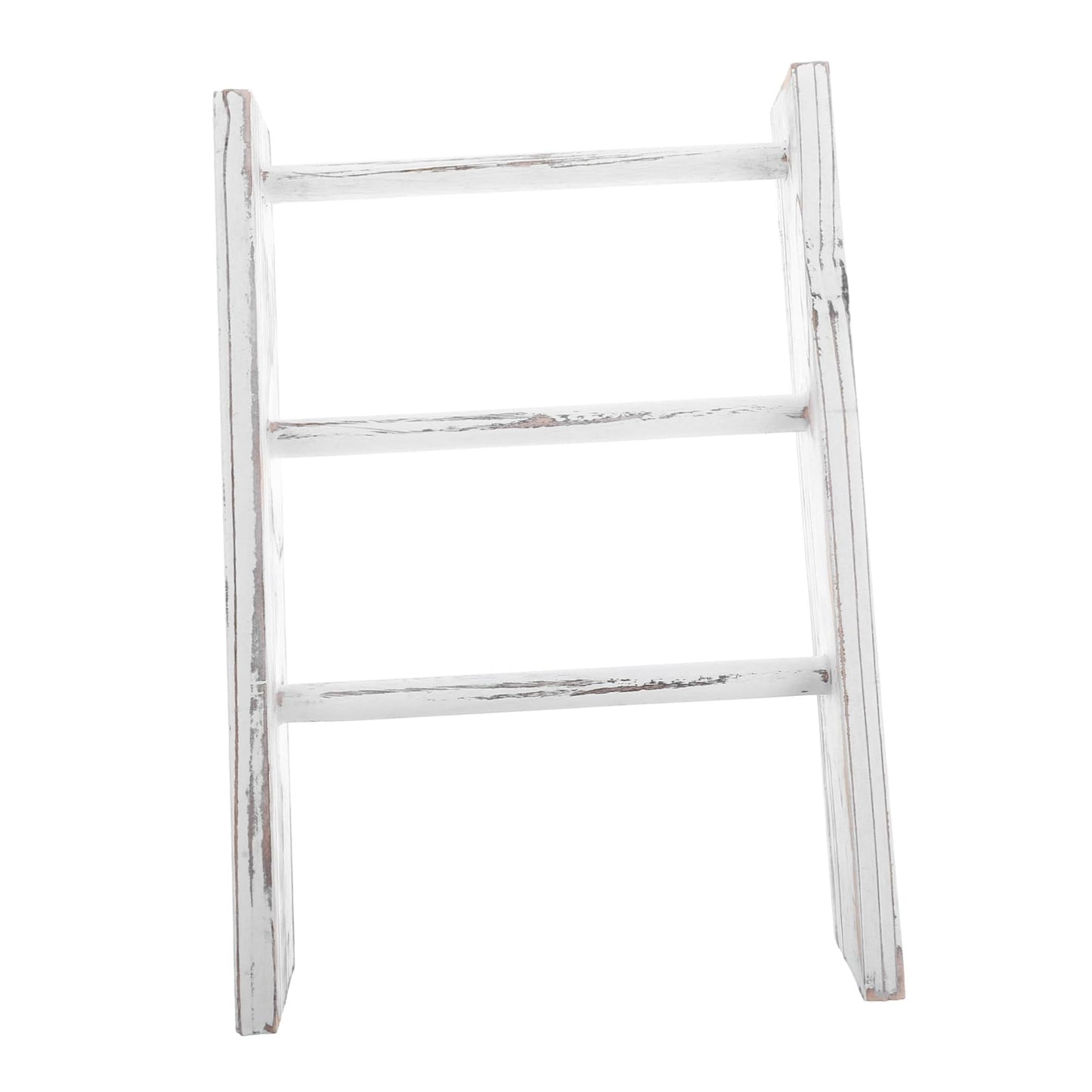 COSMEVIVI Rustic Mini Ladder Towel Rack for Small Spaces Space Saving White Tea Towel Holder and Display Stand Multipurpose Farmhouse Bathroom Decor Organizer Compact Decorative Shelf