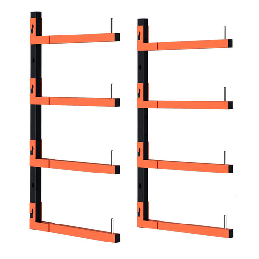 Mogbhw 2 Pack Lumber Storage Rack, Wall Mount Removable & Adjustable Lumber Rack with 4-Level Holds Up 520 Lbs, Heavy Duty Metal Garage Wood Rack for Workshop, Basement, Indoor and Outdoor
