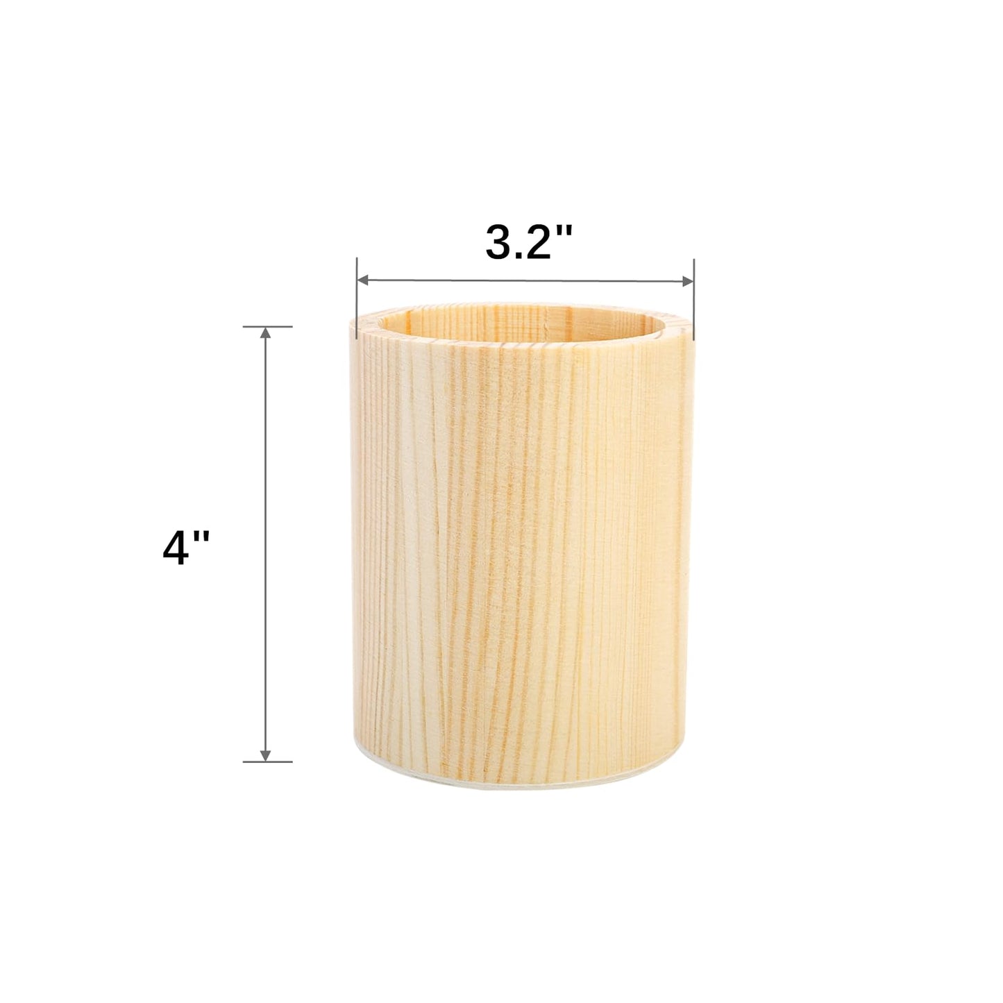 Yopay 12 Pack Wood Pen Holder, 4 Inch Round Pencil Holder, Unfinished Wooden Vase, Desk Organizer Cups for Makeup Brush, Homemade DIY Crafts, Home School Office Supplies, Wedding Centerpieces Decor