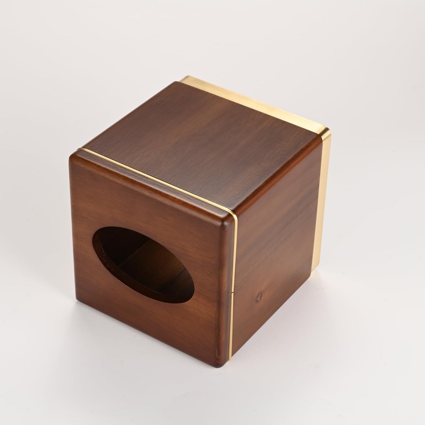 MIHIRO Acacia Wood Tissue Box Cover Square Wooden Facial Tissue Holder, Standard Size for Living Room Bedroom Dresser Hotel Bathroom Vanity Counter Office Desktop, Walnut Brown (Chestnut)