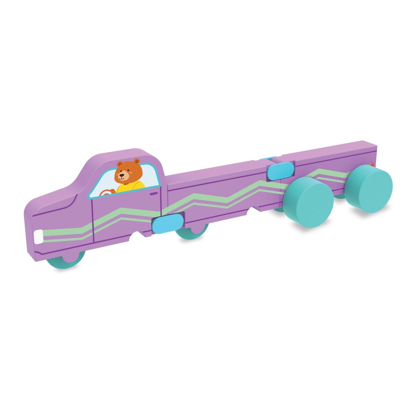 MindWare Konvertibles Transforming Wooden Trucks – 2‑Piece Flip‑&‑Change Vehicle Set with Carry‑Along Box that Becomes 3‑D Road Scene, Toddler Toy for Ages 18 Months +