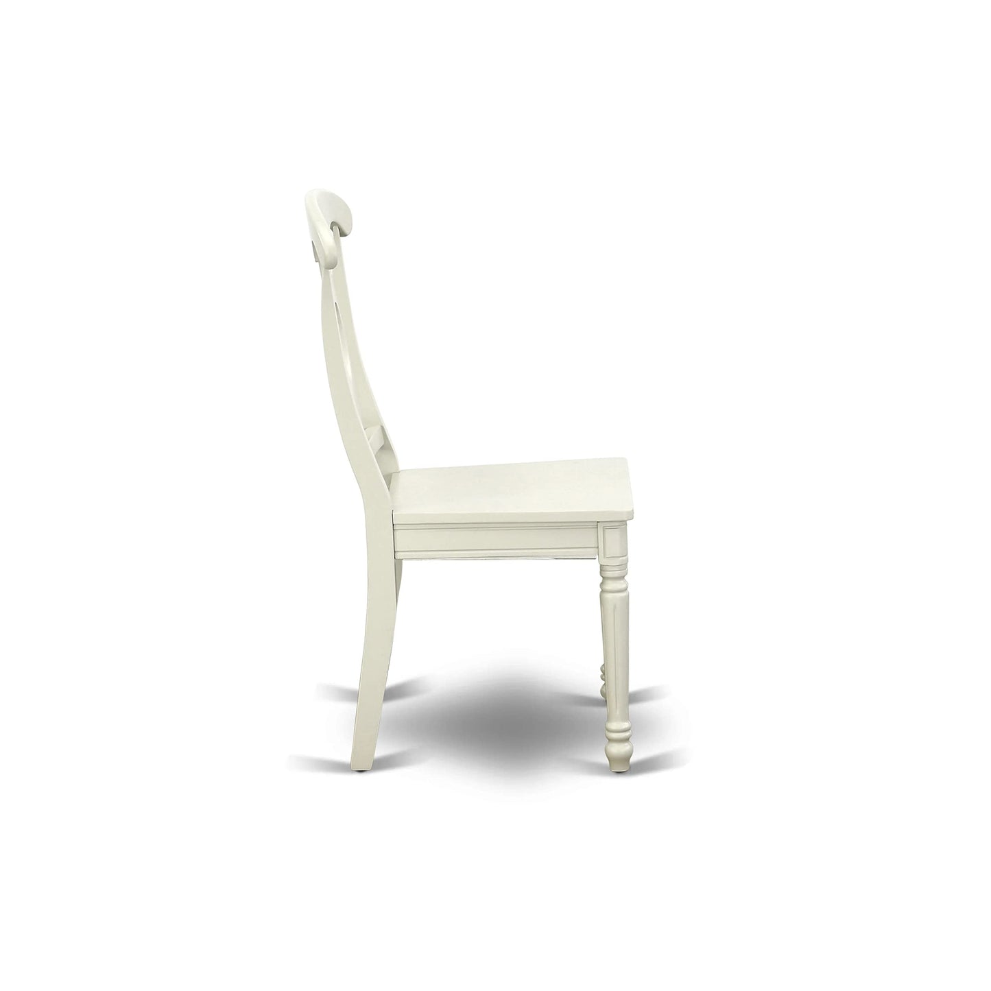 East West Furniture KEC-LWH-W Kenley Dinette Chairs - Napoleon Back Solid Wood Seat Kitchen Chairs, Set of 2, Linen White