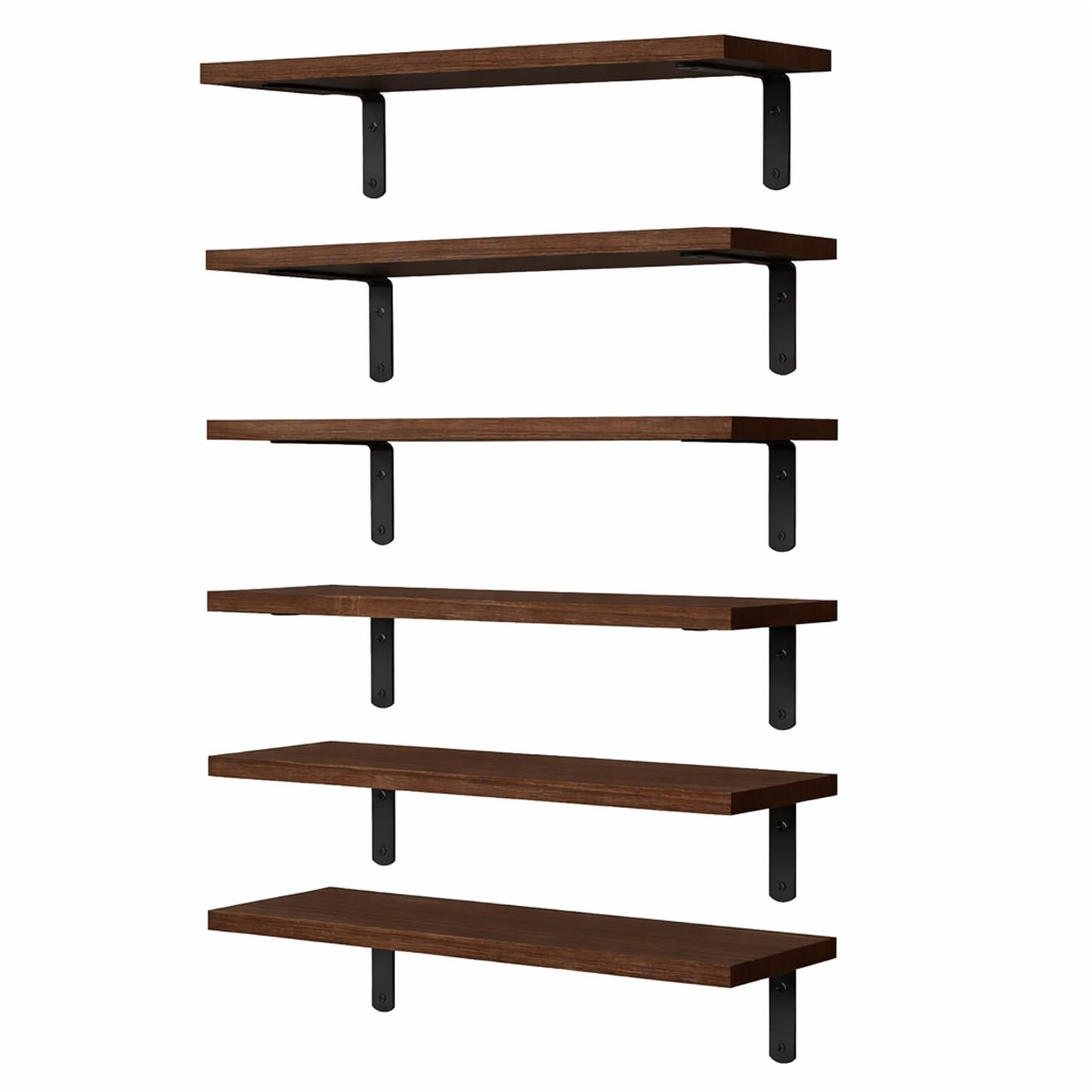 StorelySpace Floating Shelves Set of 6, Wooden Floating Shelves for Wall Decor, Farmhouse Shelf for Bedroom, Wall Mounted Bathroom Storage Shelves, Floating Book Shelves for Living Room