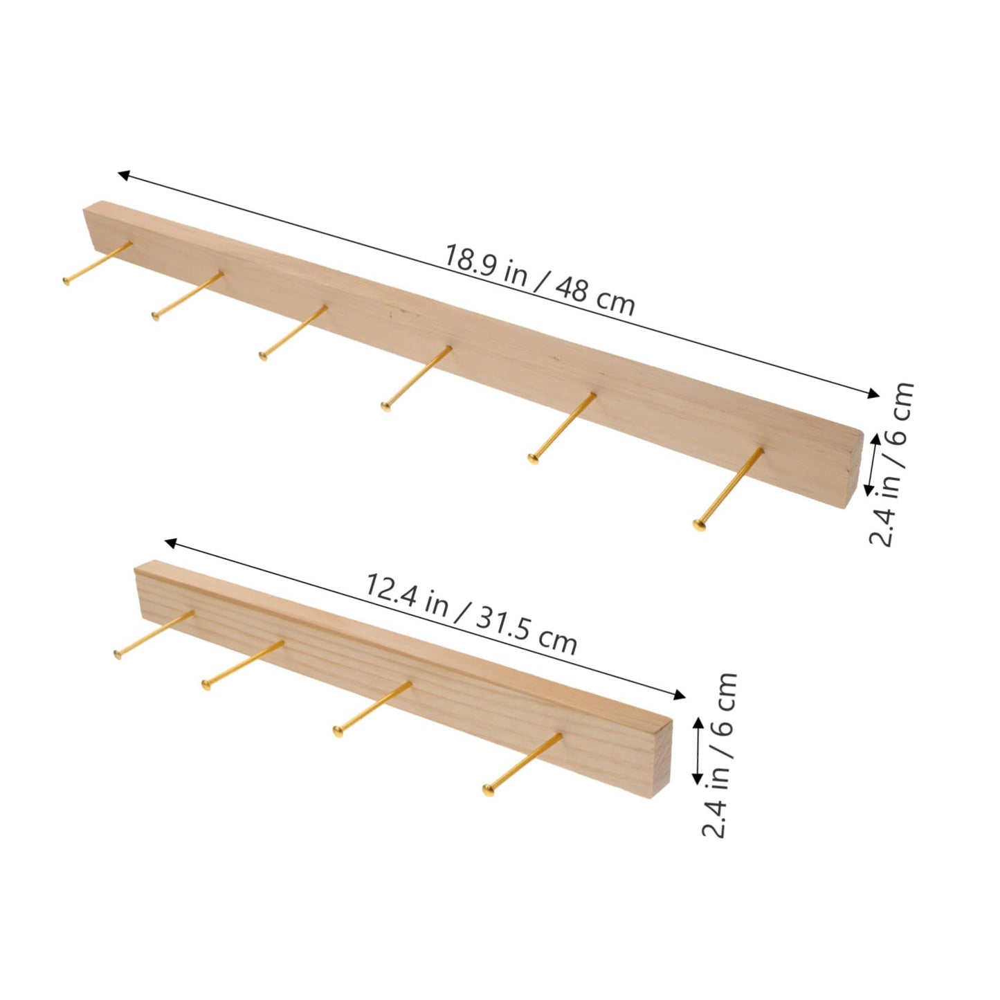 Holibanna Wall Jewelry Organizer Wooden Necklace Holder Wall Mount with Hooks for Earrings Rings Bracelet Jewelry Display Holder for Home Dresser Store 18.89 X 1.29 X 2.36 in