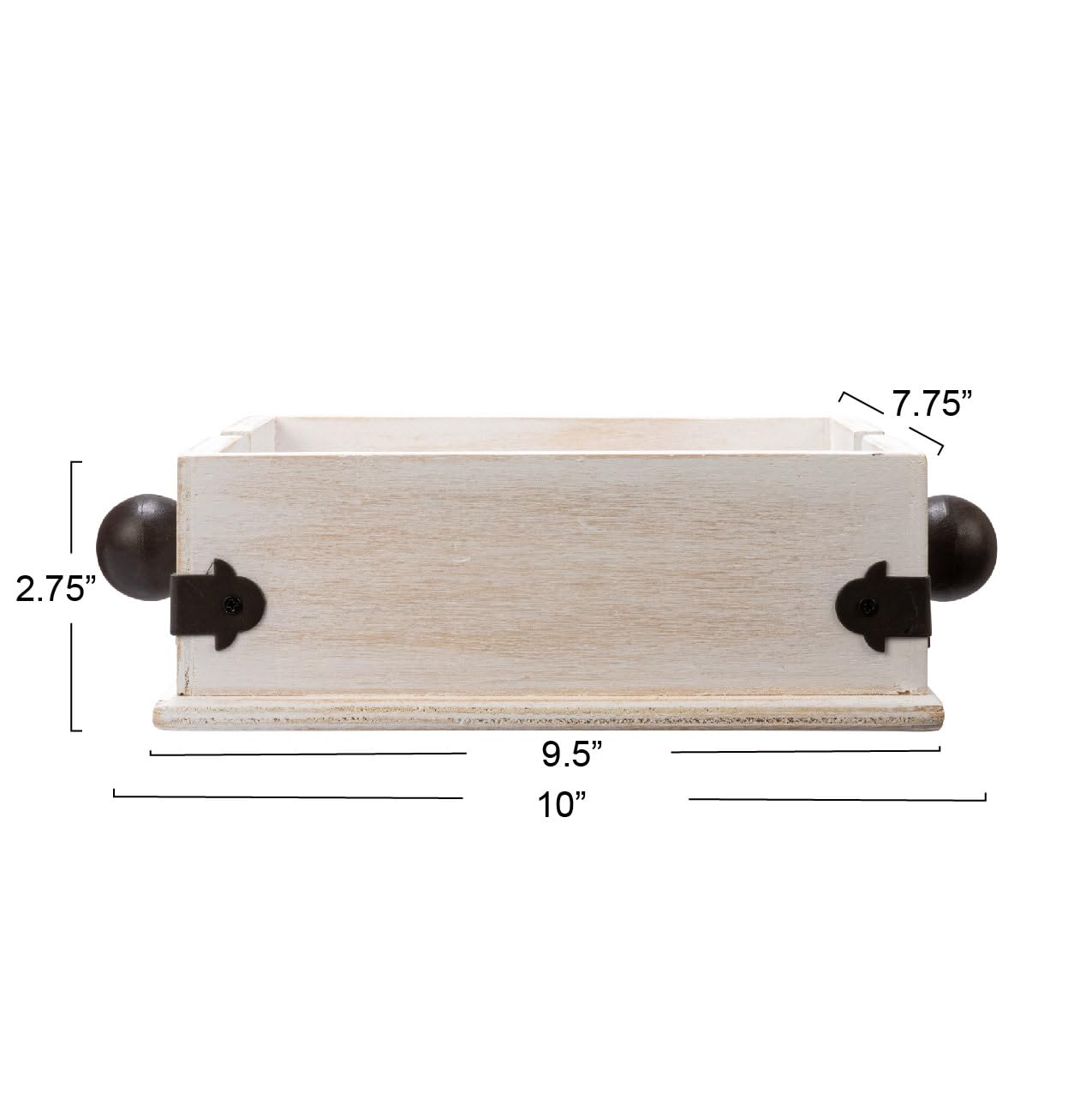 Farmhouse Square Wood and Metal Napkin Holder, Whitewashed Finish