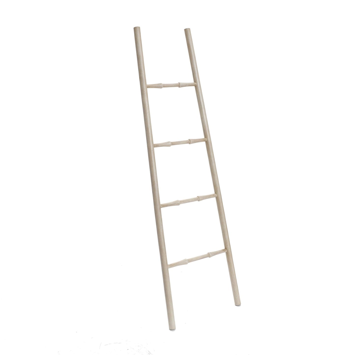 LuxenHome Rustic Blanket Ladder, 61'' Birch Wood 4-Rung Blanket Ladder, Farmhouse Towel Rack Stand for Bathroom Living Room Decor, Towel Holder House Furniture, Home Decor Accessories