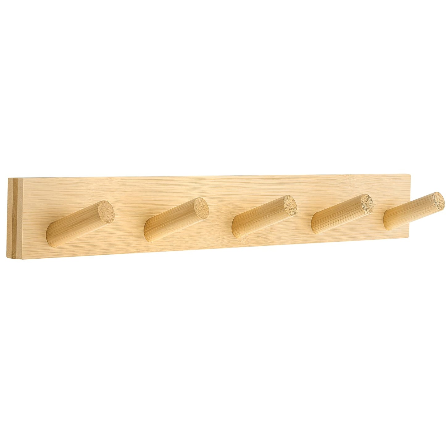 HOMEBROS Coat Rack Wall Mount, Wooden Coat Hanger with 5 Hooks, Heavy Duty, Natural, 2 Pcs