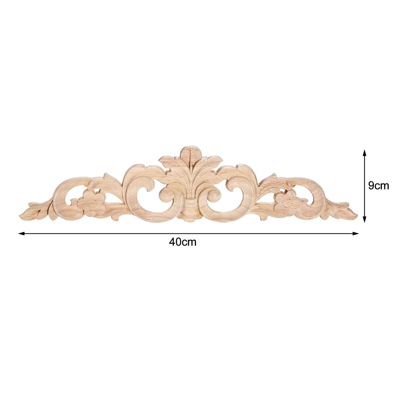 MUXSAM Carved Wood Appliques Onlays, Long Wooden Decals Trim Molding Rosette Inlays for Door Wall Mantel Cabinet Door Dresser Closet Mirror Decoration Furniture Transfer(2-Pack, 40x9cm/15.8"x3.6")