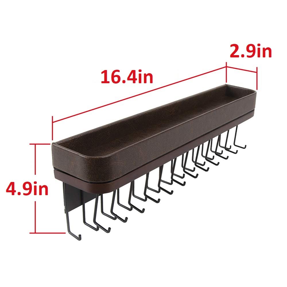 J JACKCUBE DESIGN Necklace Holder Wall Mounted Jewelry Organizer for Bracelet, Earrings and Rings with 25 Hooks - Room Decor Bedroom Boho Shelf Rack (Brown) - MK124A
