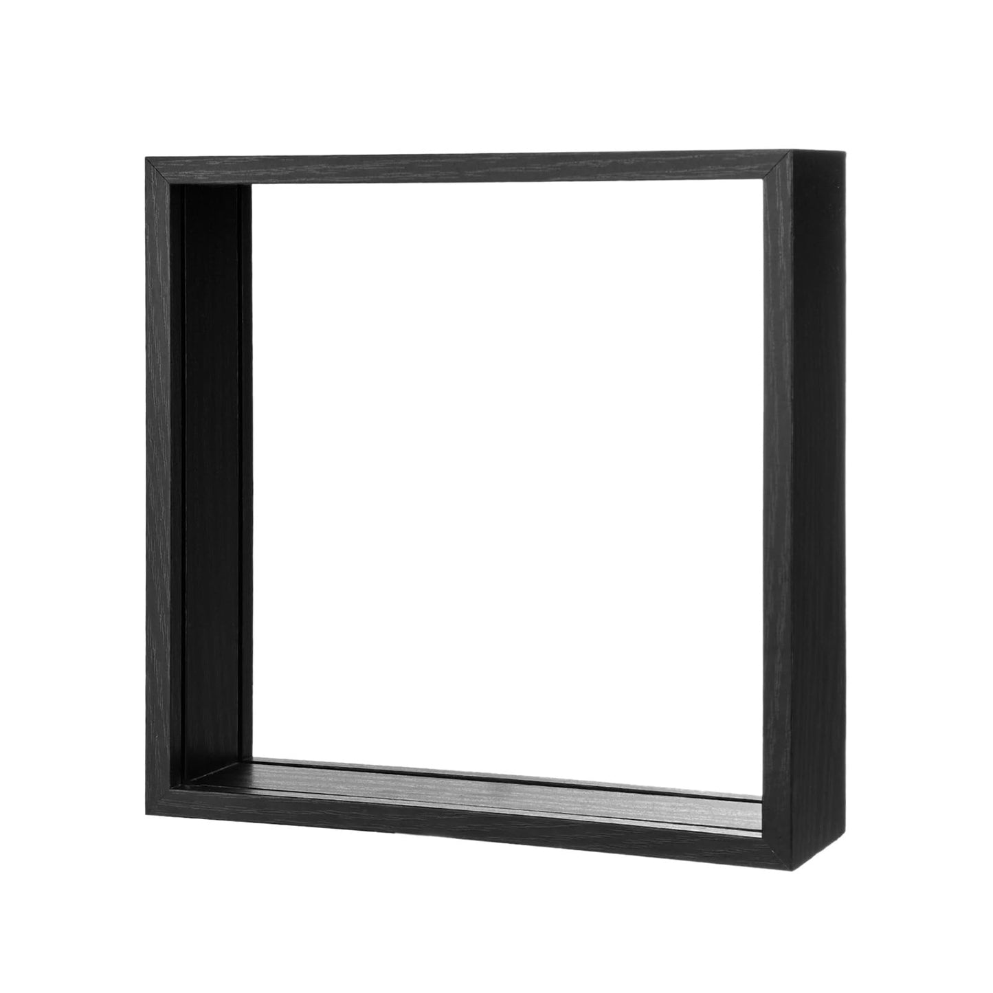 M METERXITY 1-Pack Dried Flower Frame, 8 x 8 Inch Double Acrylic Wooden Dried Flower Photo Floating Frame for Tabletop/DIY/Handicrafts [Black]