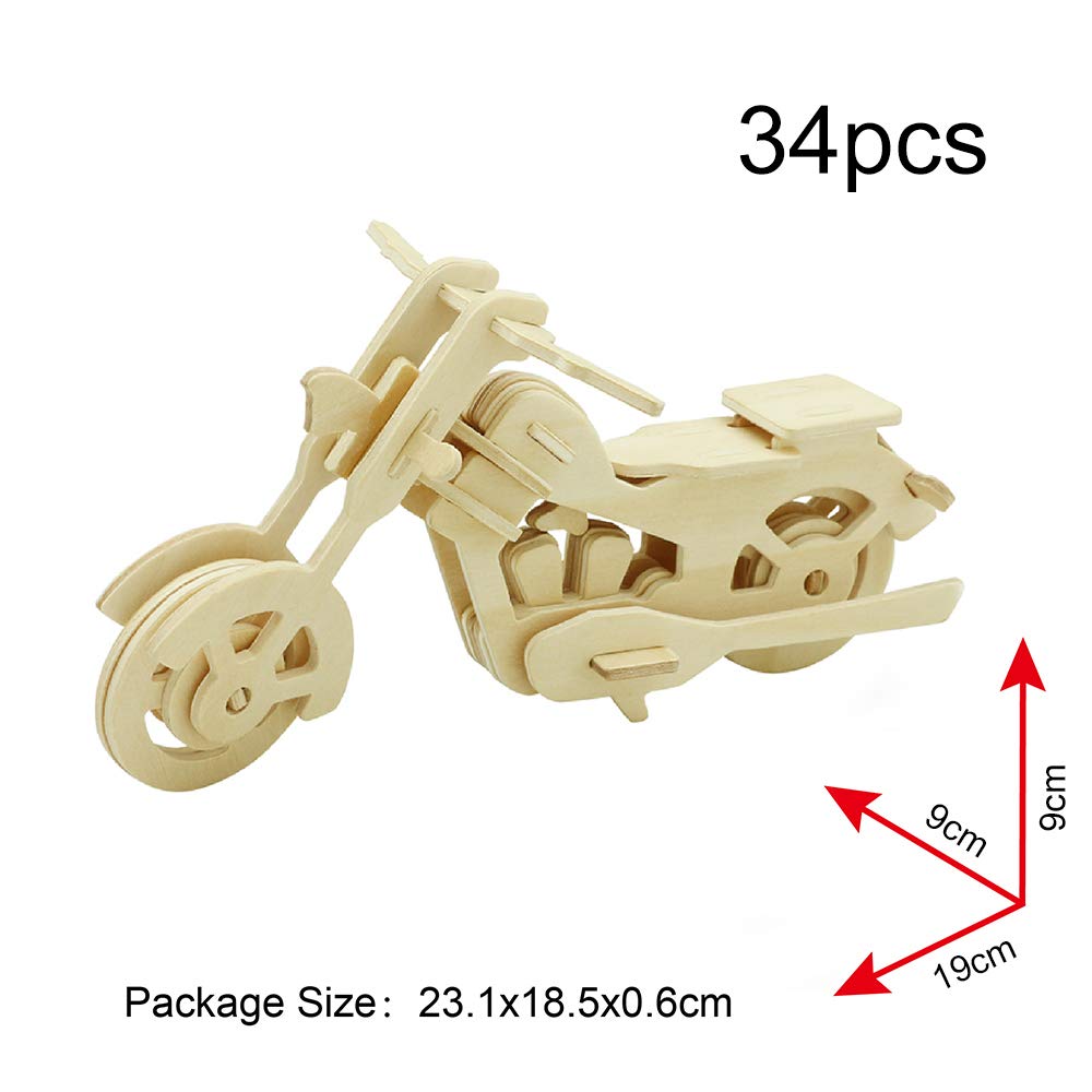 Georgie Porgy 3D Wooden Puzzles for Kids Toys Construction Woodcraft Kits DIY Model Puzzle Kits Birthday Gifts Pack of 6 (Airplane Bus Sports Car Pirate Ship Truck Motorcycle)