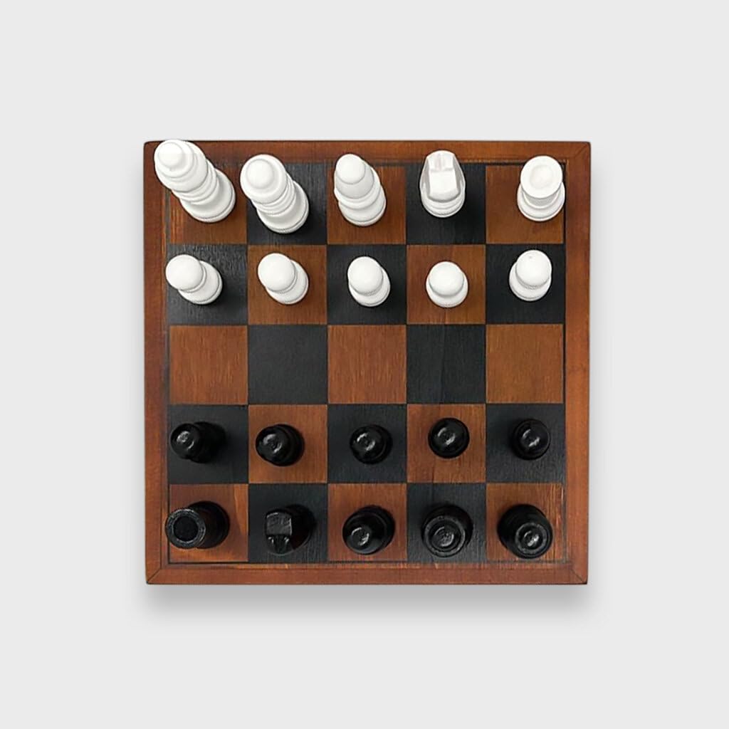 Iron & Glory Mini Chess Set - Board Games - Wooden Mini Chess - Travel Games for Adults - Deluxe Wooden Board - Portable Size - Compact Travel Puzzle - Family Classic Strategy Game - Brain Teaser