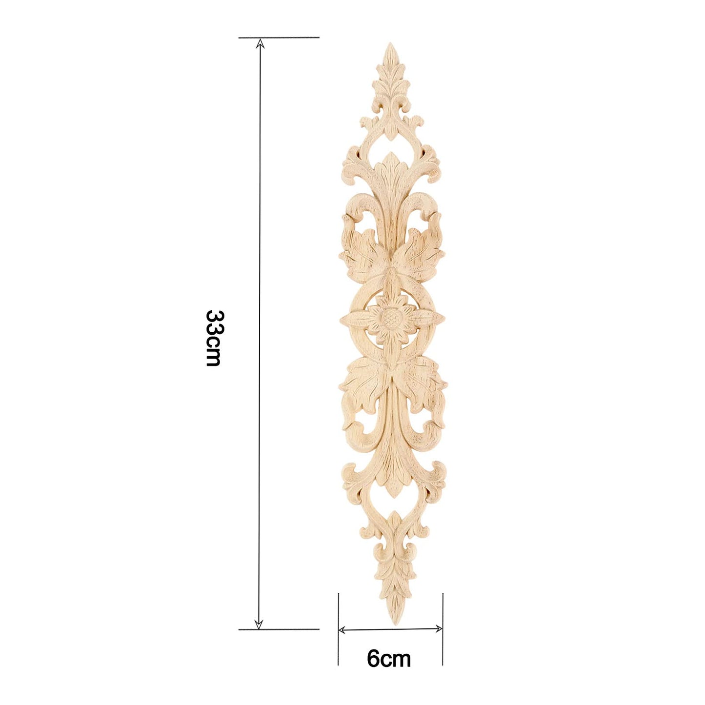MUXSAM 2Pcs Long Wood-Carved Onlays Appliques for Furniture, Unpainted Wooden Carving Decals for Wall Cupboard Mirror Mantel Door Bed Cabinet Ceiling Dresser Refurbish Project(33x6cm/12.99"x2.36")