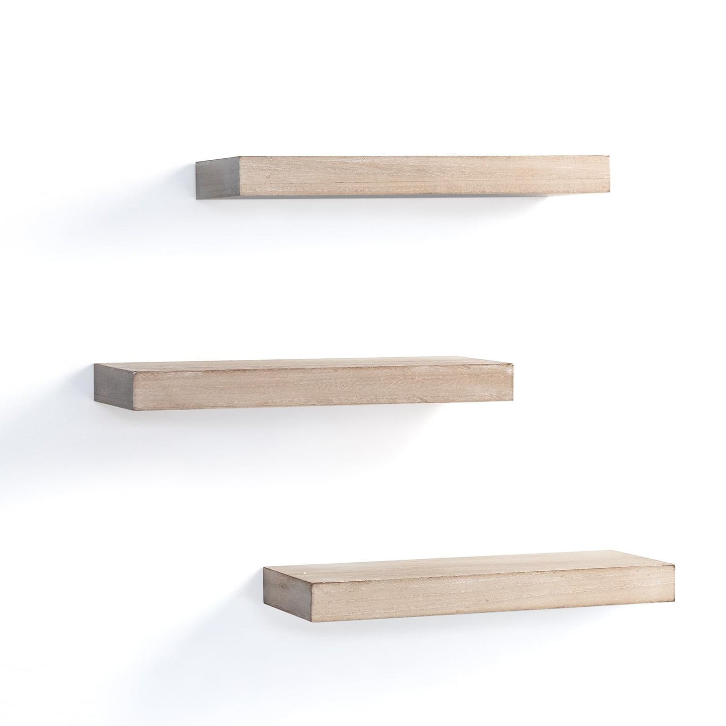 AHDECOR Floating Shelves, Wall Mounted Set of 3 Rustic Wooden Ledge Shelves Decorative for Bedroom, Office, Kitchen, Living Room - Sleek Design, Sturdy and Easy to Install