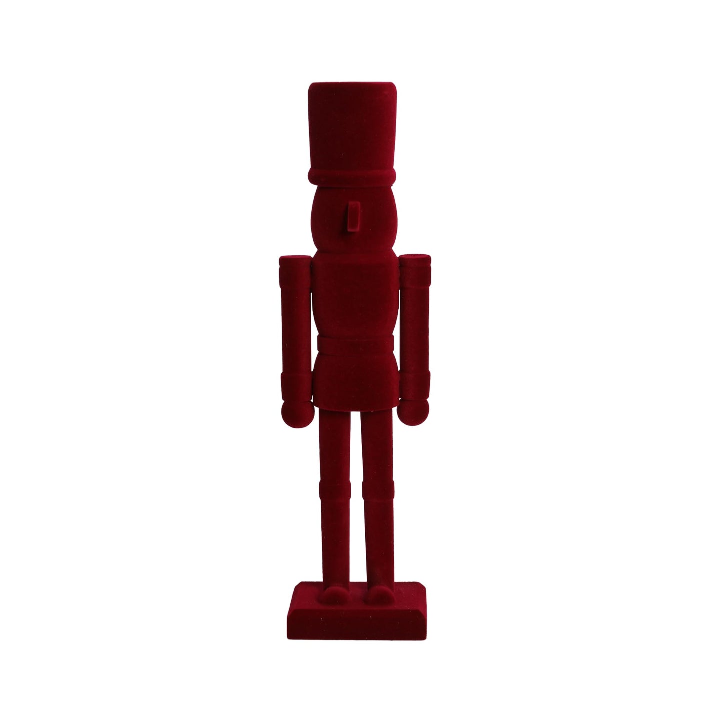 PIONEER-EFFORT Luxury Red Velvet Nutcracker Soldier Figurine - 12 Inch Tall Wooden Christmas Decoration - Festive Holiday Mantel & Tabletop Decor - Elegant Collectible Ornament (FLK-Red, 30CM)