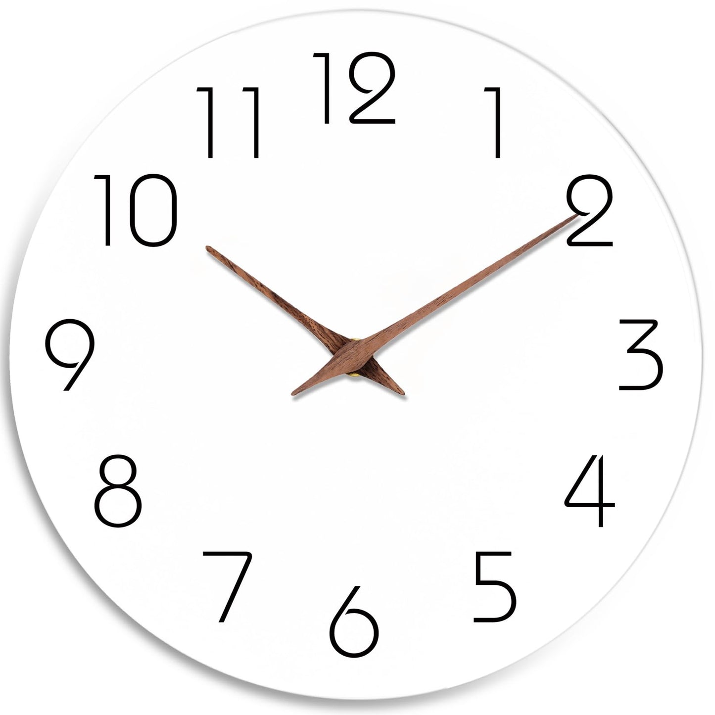 Mosewa Wall Clock 14 Inch White Silent Non Ticking Battery Operated Simple Minimalist Wooden Clock Decorative for Kitchen Bathroom Home Bedroom Living Room Office