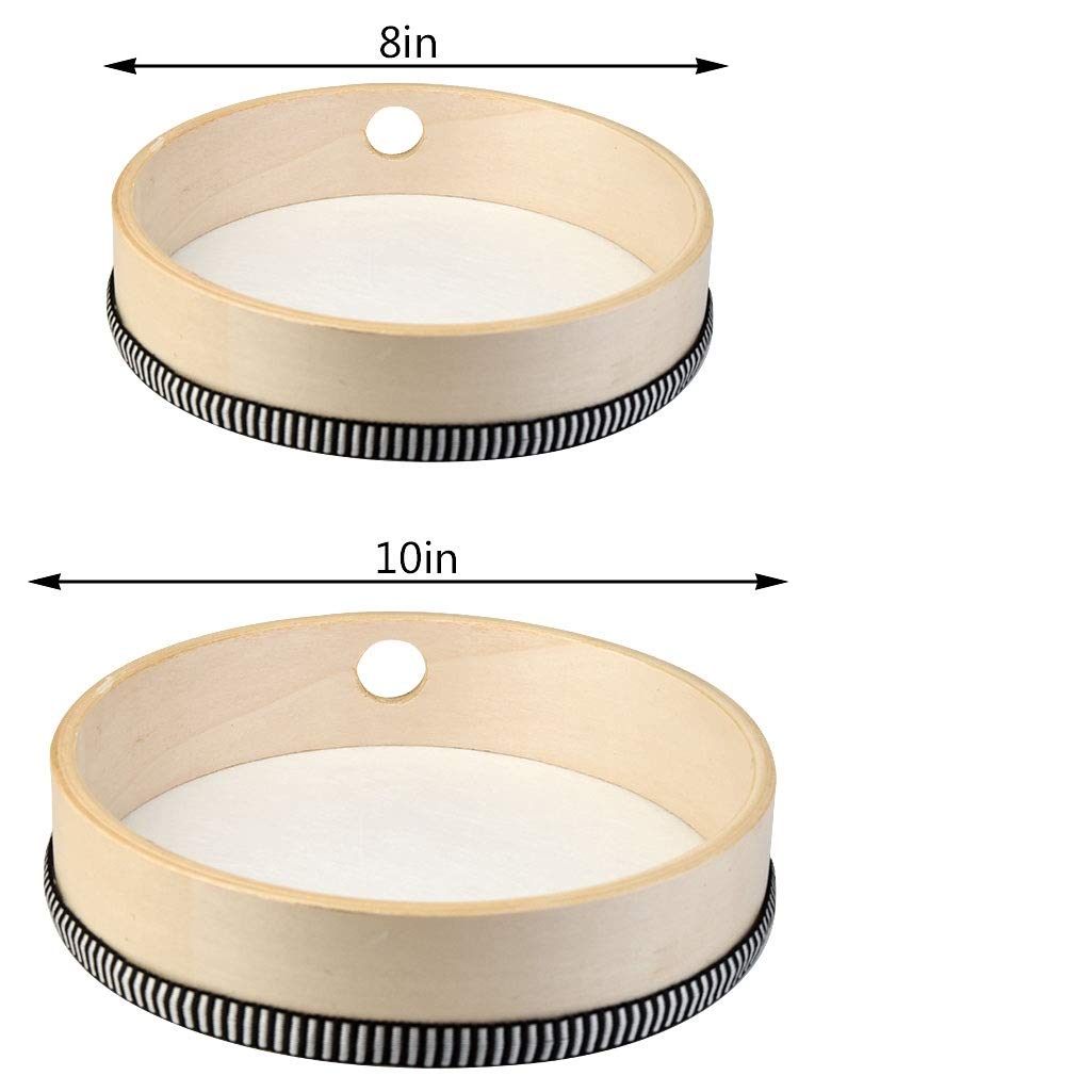 Nydotd 2-Piece Hand Drum Set - 10 Inch & 8 Inch Wooden Frame Drum Percussion Instruments with 2 Drum Beatters for Adult Leisure & Festive Musical Performances