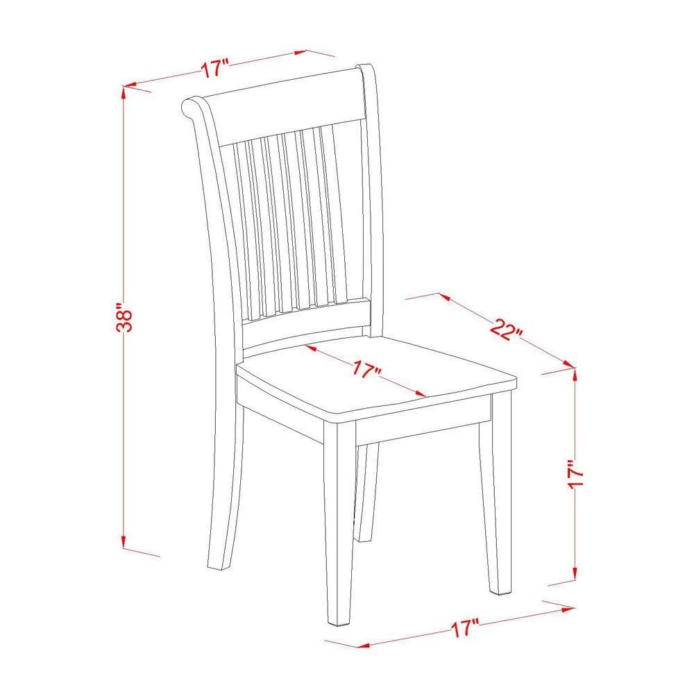 East West Furniture POC-SBR-W Portland Dining Room Chairs - Slat Back Wood Seat Chairs, Set of 2, Saddle Brown