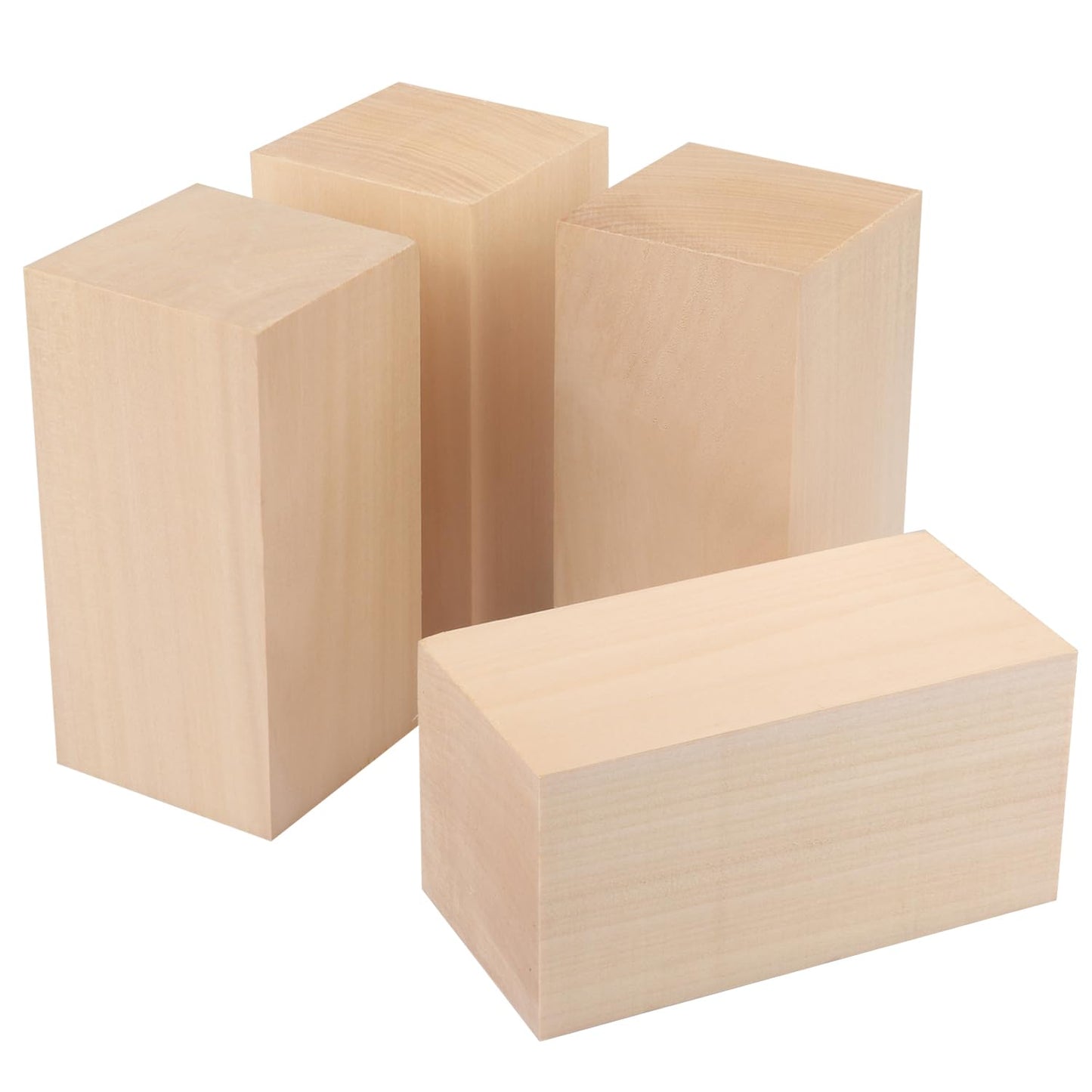 4 Pack Basswood Carving Blocks, 6x3x3 Inches Basswood Blocks for Beginner to Advanced Carvers, Ideal for DIY Projects and Gifts, Soft and Smooth, Easy Whittling and Carving,by GNIEMCKIN