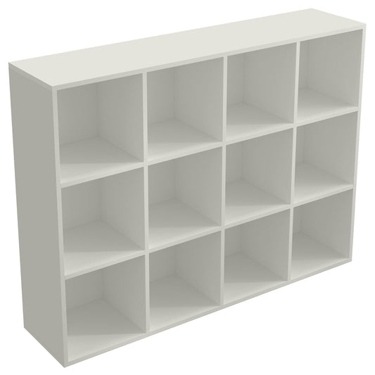 OSCHF 12-Cube Storage Shelf Bookcase - Wooden 3-Tier Floor Standing Open Bookshelf for Home and Office, Display Cabinet, Warm White