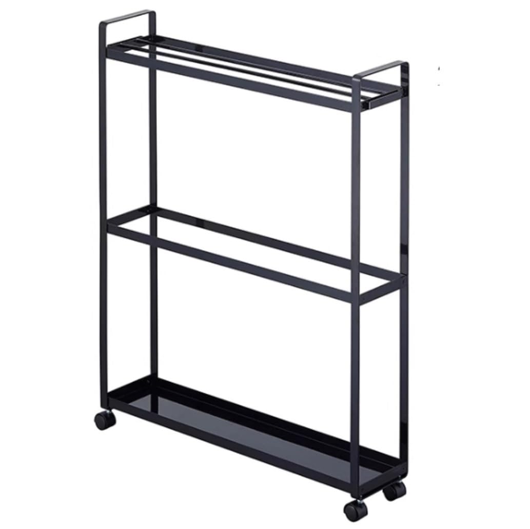 BIOMICE Floor Towel Rack 4-Tier Bar Freestanding Towel Rack Cart Rolling with Wheels Bathroom Metal Towel Stand with Storage Shelf Freestanding Towel Racks(Black)