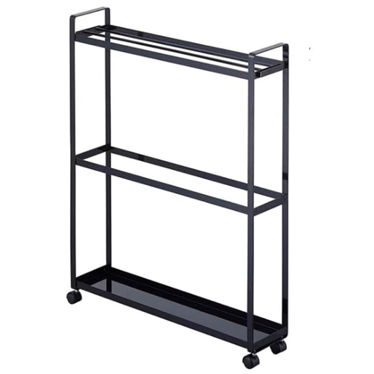 BIOMICE Floor Towel Rack 4-Tier Bar Freestanding Towel Rack Cart Rolling with Wheels Bathroom Metal Towel Stand with Storage Shelf Freestanding Towel Racks(Black)