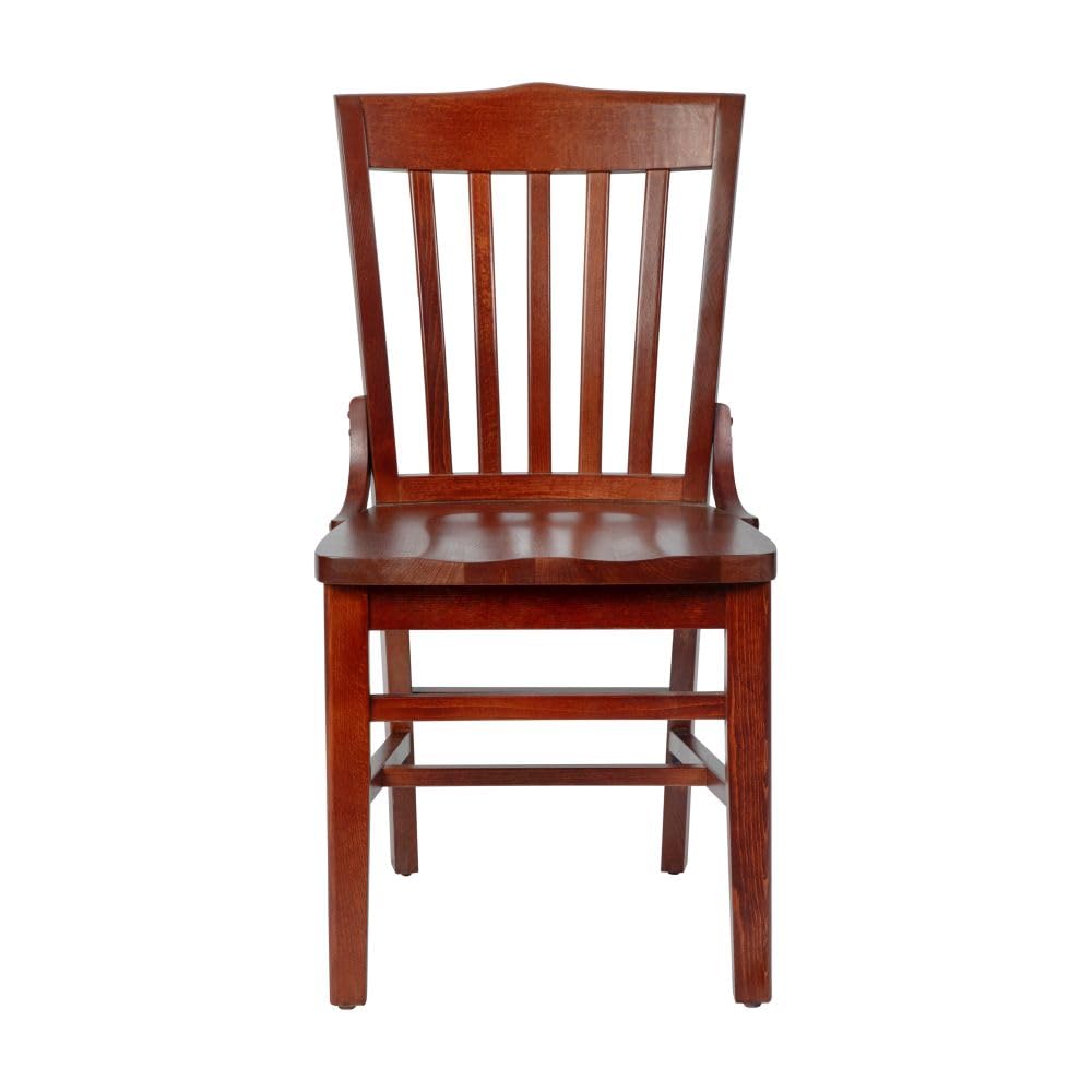 Flash Furniture Hercules Series School House Back Wood Restaurant Chair, Classic Armless Dining Chair for Restaurants/Kitchens, Mahogany Wood Finish