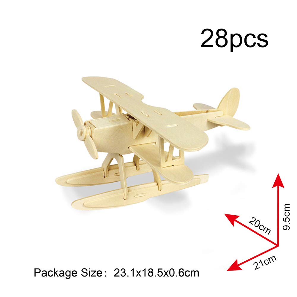 Georgie Porgy 3D Wooden Puzzles for Kids Toys Construction Woodcraft Kits DIY Model Puzzle Kits Birthday Gifts Pack of 6 (Airplane Bus Sports Car Pirate Ship Truck Motorcycle)