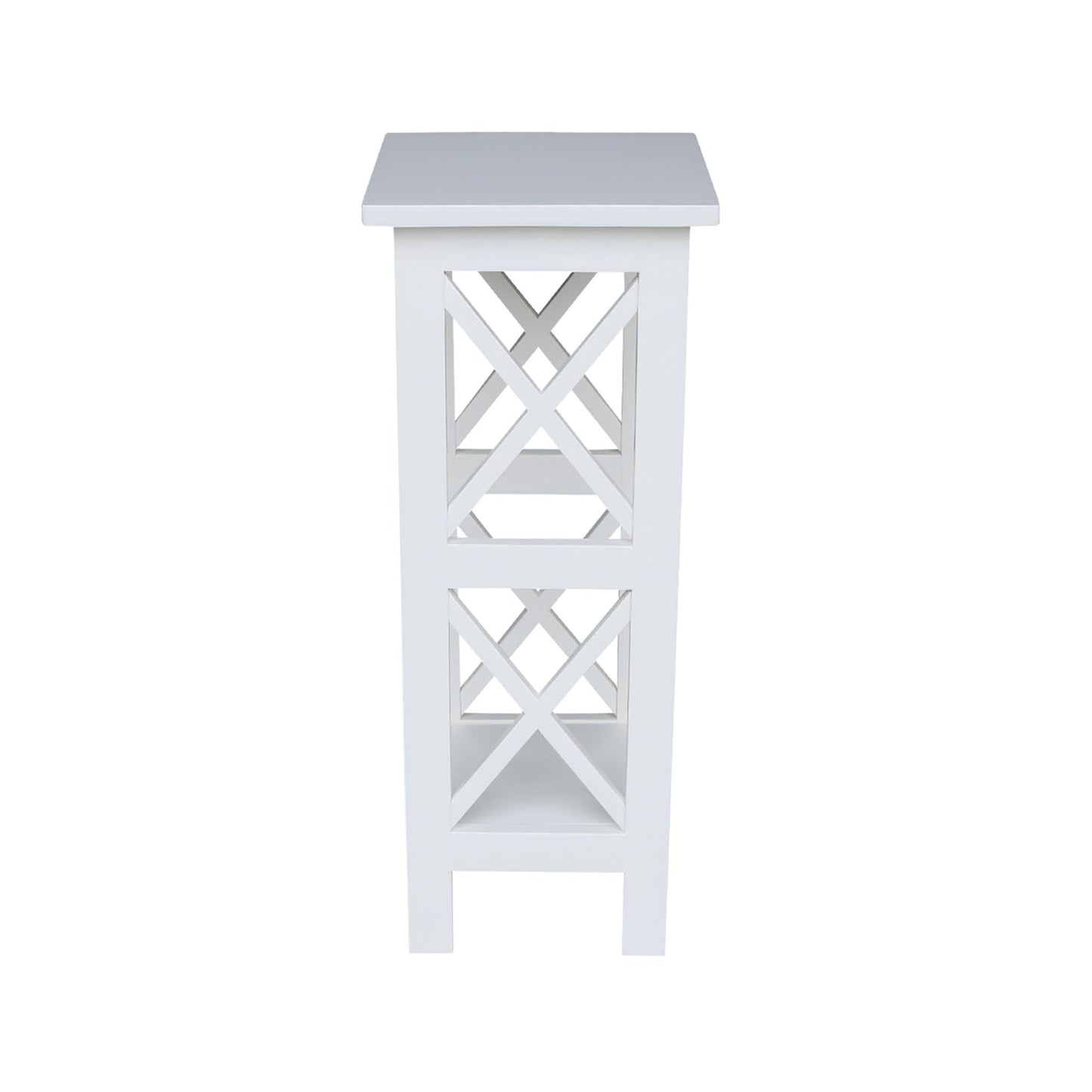 IC International Concepts, 30" X-Sided Plant Stand , Solid Wood, Real Parawood, 12" W x 12" D x 30" H, Easy Assembly, Snow White