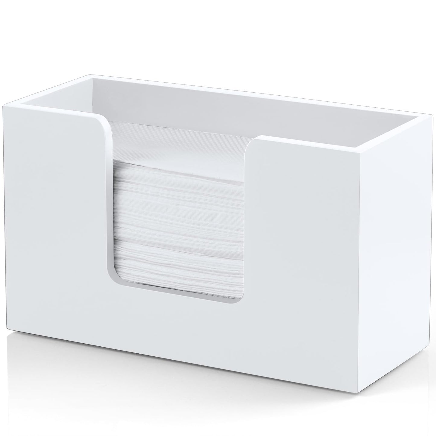 Paper Towel Dispenser Countertop, Wooden Bathroom Paper Towel Holder, White Napkin Holder for Kitchen, Countertop Multifold C-Fold, Z-Fold, Trifold Paper Hand Towel Dispenser for Bathroom Toilet