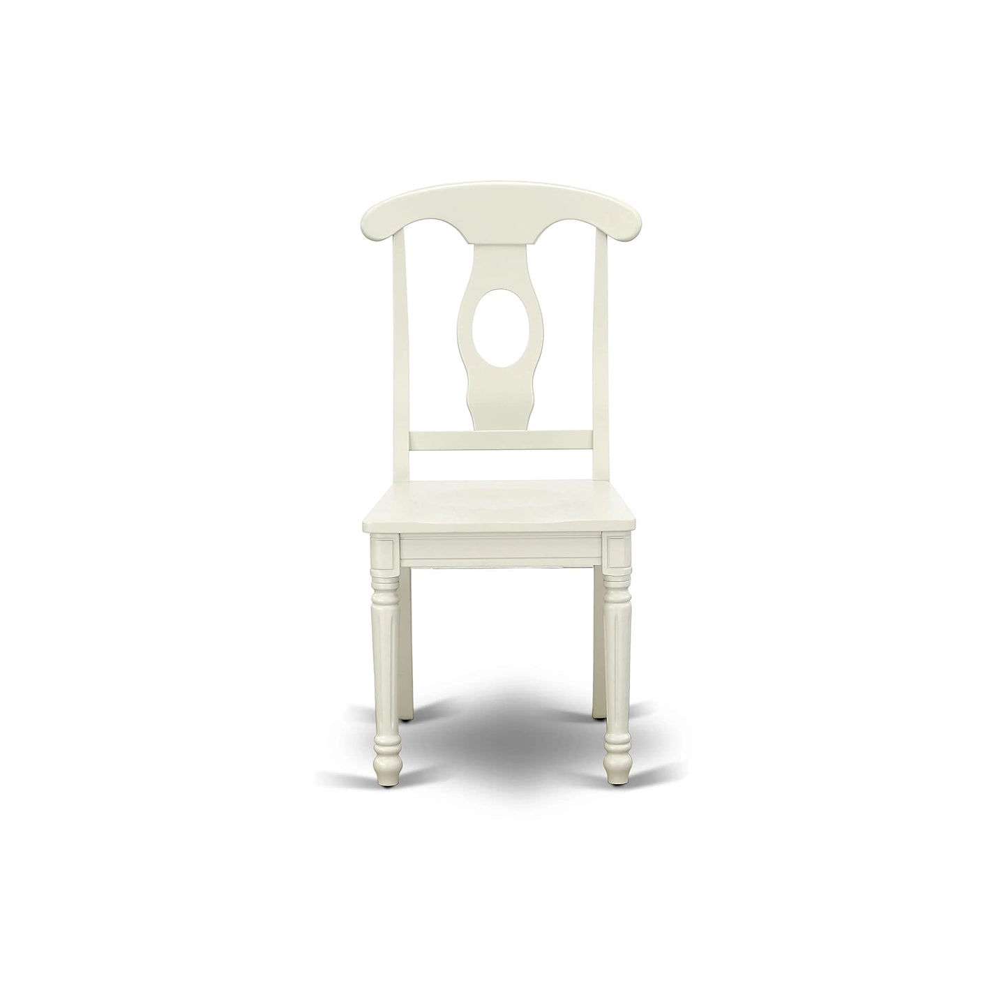 East West Furniture KEC-LWH-W Kenley Dinette Chairs - Napoleon Back Solid Wood Seat Kitchen Chairs, Set of 2, Linen White