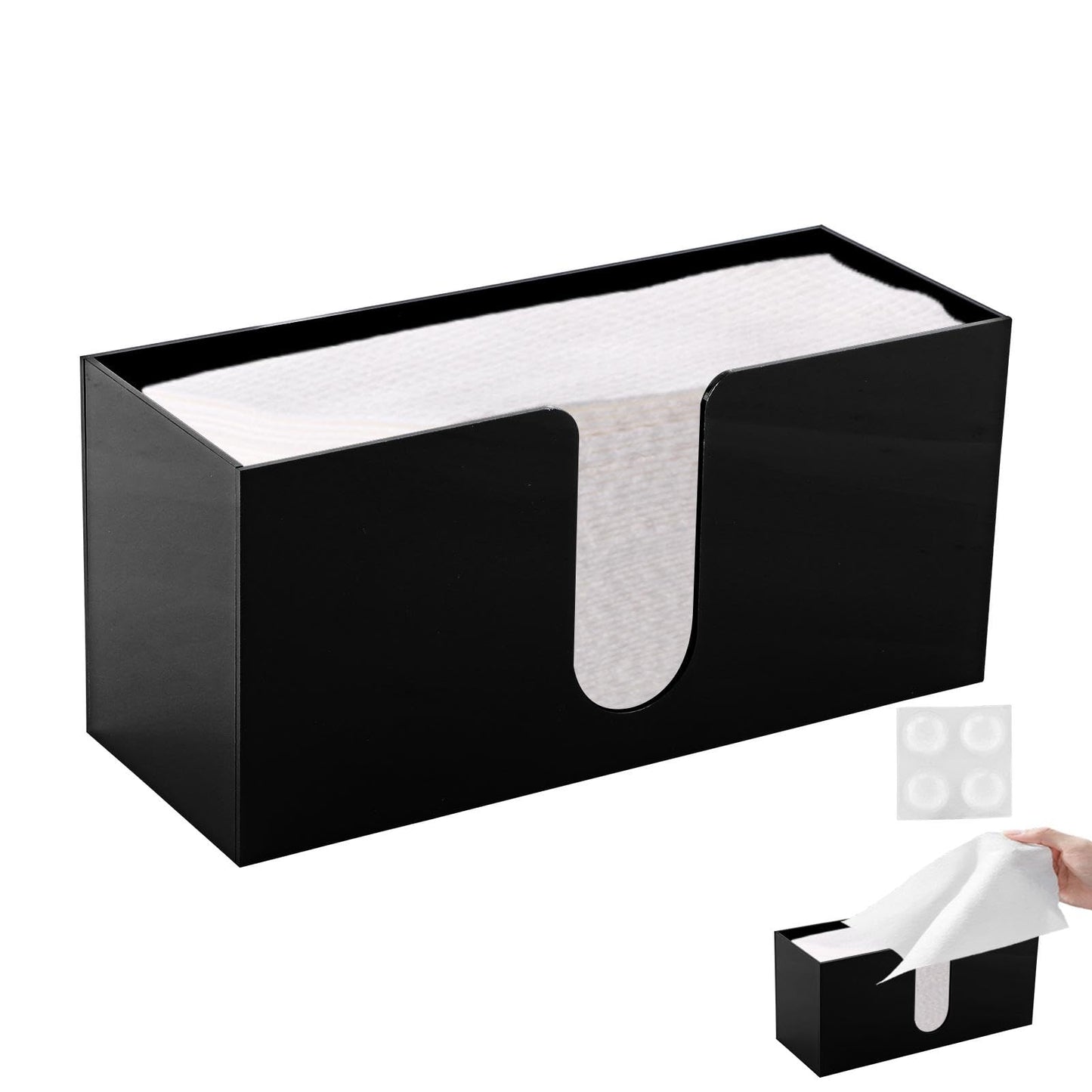 Paper Towel Dispenser Countertop, Acrylic Paper Towel Holder, Black Napkin Holder for Kitchen, Countertop Multifold C-Fold, Z-Fold,MultiFold Trifold-Bathroom Kitchen Restaurant