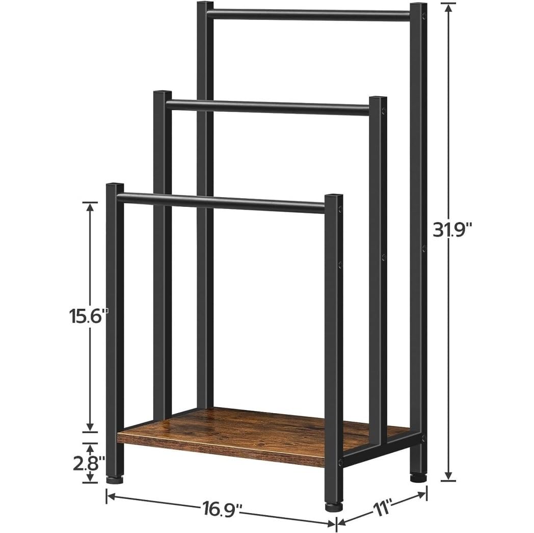 SHSWUD Free Standing Towel Rack, Pool 3-Tier Freestanding Blanket Ladder Towel Rack Holder with Shelf for Bathroom Large Storage