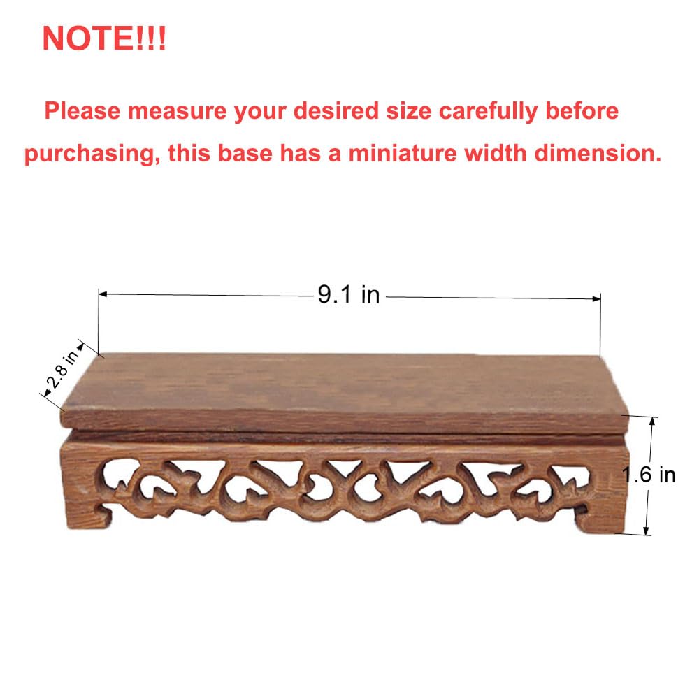 GOLDY&WENDY Chinese Wooden Rosewood Base Rectangular Carved Vase Buddha Plant Display Stand Craft Pedestal