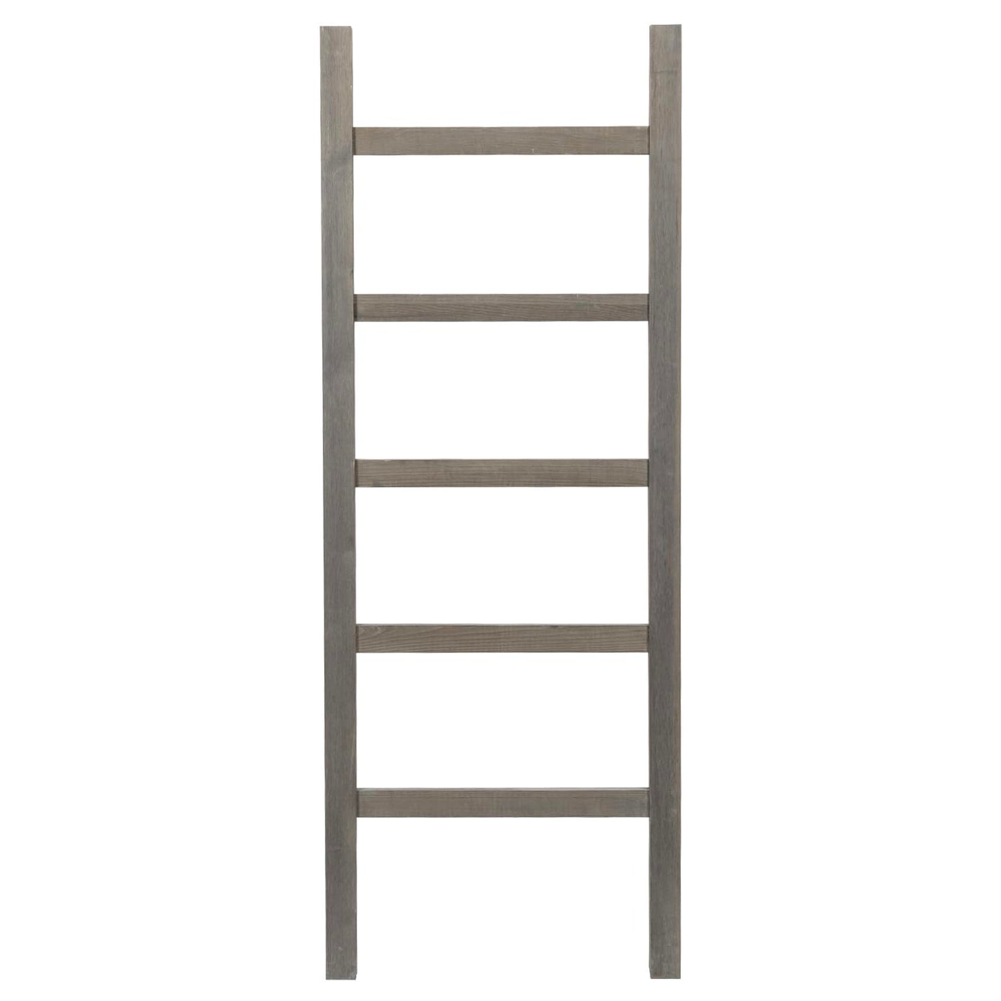 MyGift 54 inch Tall Fully Assembled Wood Blanket Ladder, 5-Tier Wall Leaning Towel Rack, No Assembly, Gray