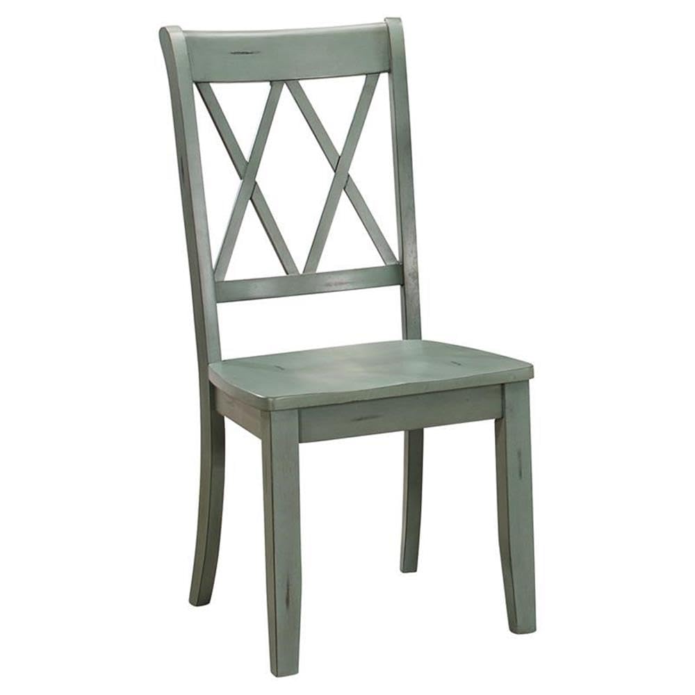 Lexicon Janina Dining Room Chairs Set of 2, Modern Farmhouse Dining Chairs Set of 2, Solid Wood, X Cross Back, for Traditional Modern Ranch Style Kitchen, Armless, Easy Assembly, Teal