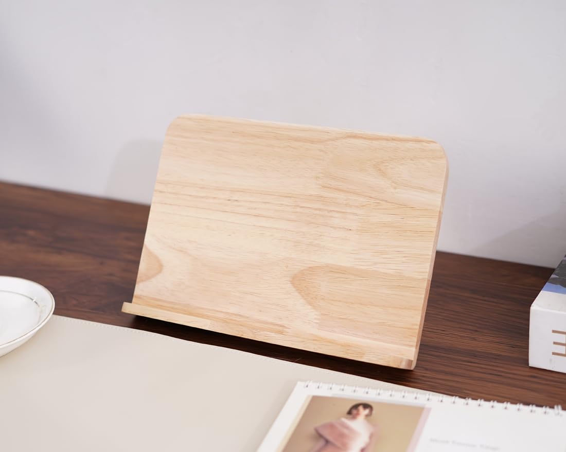 MTWhirldy Adjustable Wood ipad Stand for Desk, Foldable Multi-Angle Tablet Holder Stand Compatible with ipad pro 12.9,Mini, Air, Kindle, Tab,E-Reader 6-13" Tablet and Phone (Rubberwood)