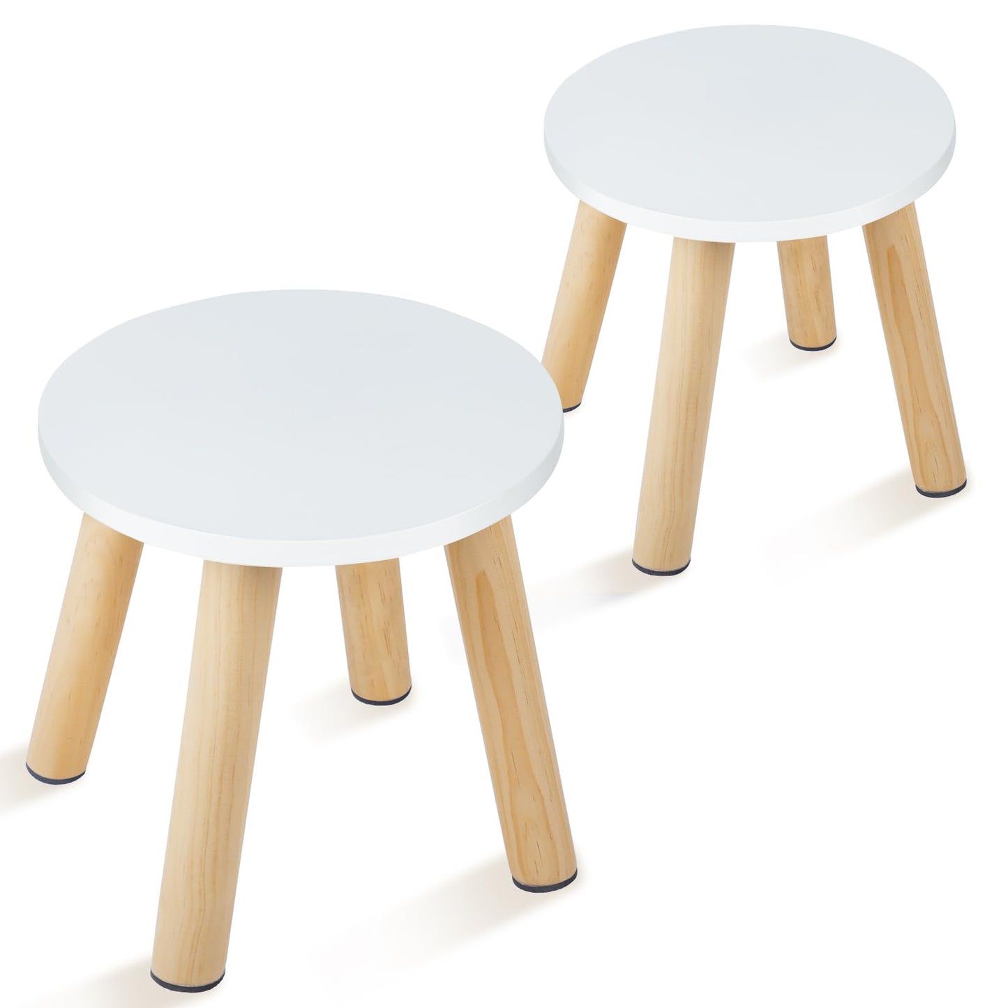 Wooden Step Stool for Kids, Children's Stool Matched Sensory Table, Children Sitting Stool with Assembled Four-Legged, Multi-Purpose Kids Chairs for Bathroom Kitchen Bedroom, Natural Anti-Slip, 2 Pack