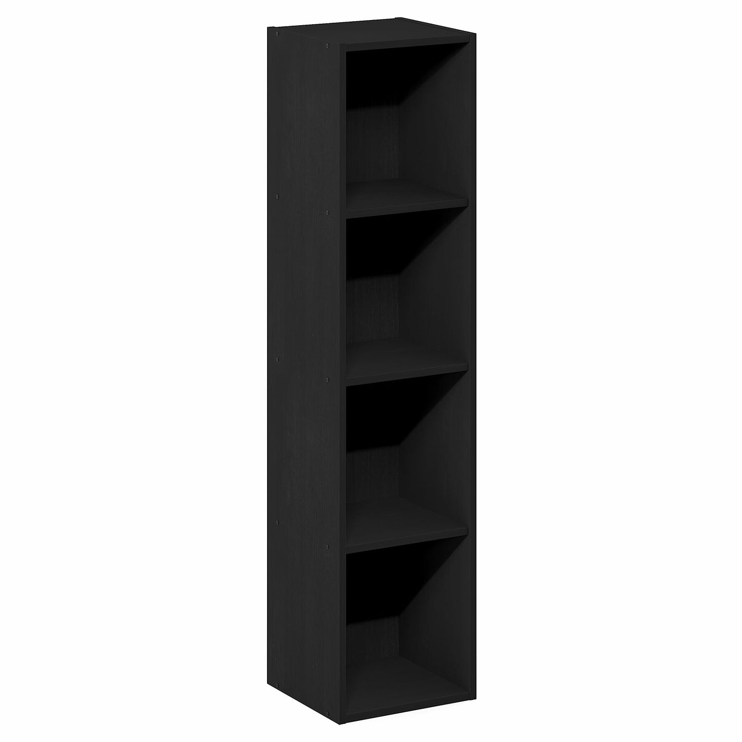 Furinno Fulda Book Shelf, 4-Tier Narrow Bookshelf, Standing Bookcase with 10-in Width Storage Shelf, 9.3 x 9.8 x 41.6, for Organization and Storage, for Living Room, Bedroom, Home Office, Blackwood