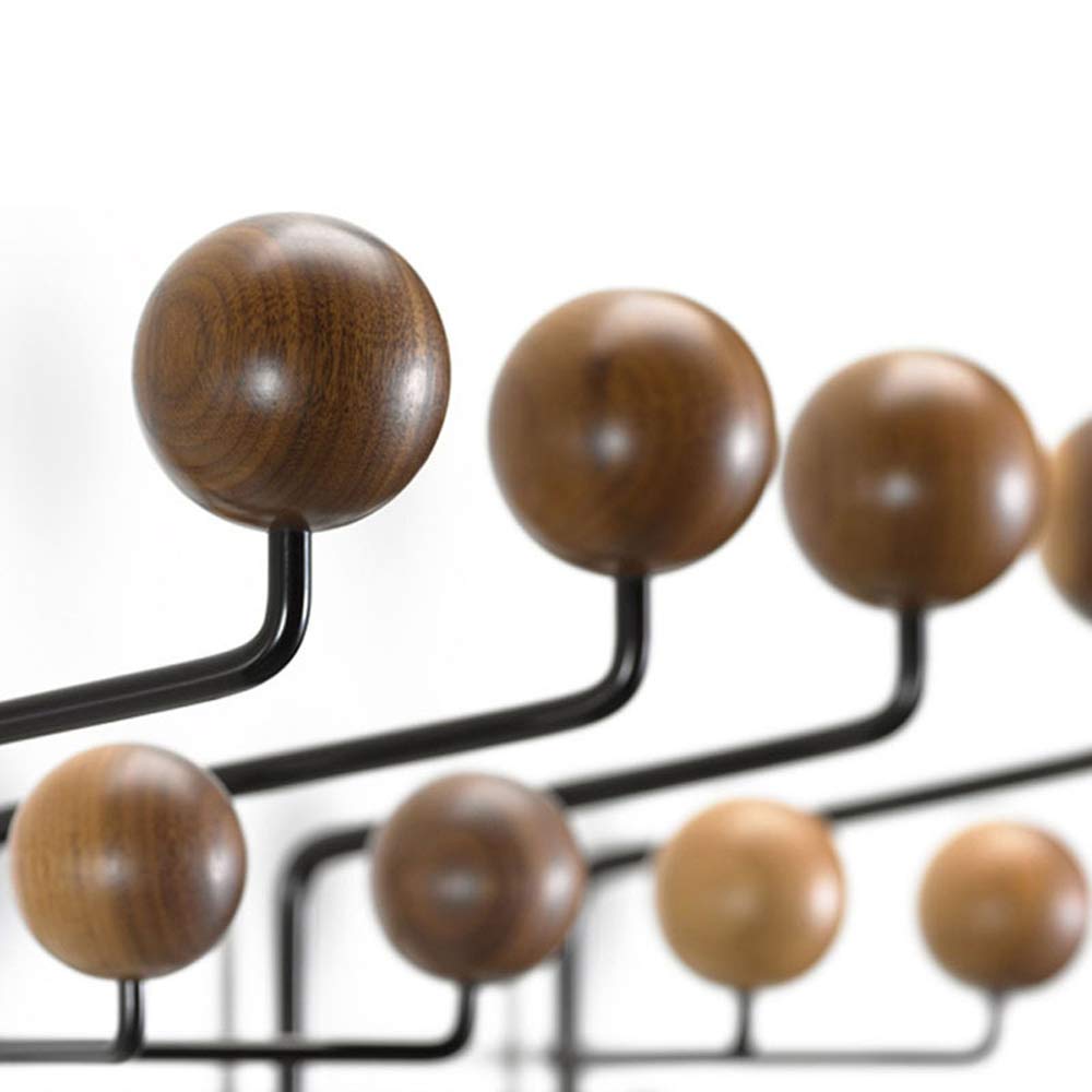 SHISEDECO Classic Hang it All Coat Rack, Mid Century Modern Wall Mounted Hooks with Painted Solid Wooden Balls, Decorative Creative Fashion Wood Hanger for Home, Bedroom (Dark Walnut)