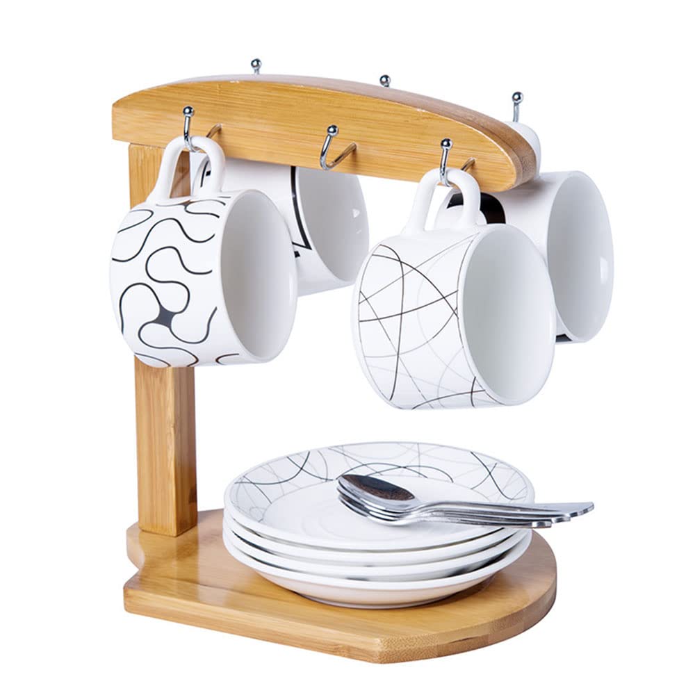 JIAGUTRAD Mug Drainer Tree Stand - Coffee Mug Holder with Drain Rack for Kitchen Table
