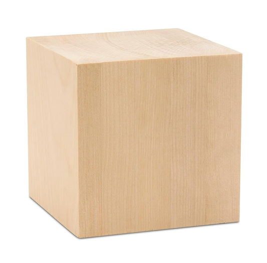DIY Wood Cubes 4-inch, Pack of 1 Large Blank Wooden Blocks for Crafts, STEM, Building, Monitor Riser, Photo Cube Craft, and Home Decor, by Woodpeckers