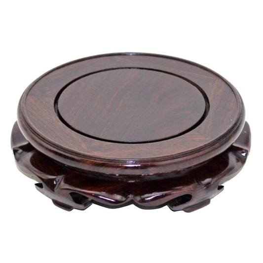 EIGXIANHAI Oriental Furniture Wooden Display Stand Base Lotus Pedestal Vase Base Table Lamp Teapot Base Black Catalpa Furniture Stable Home Decoration Size6 (4.37x1.38in)