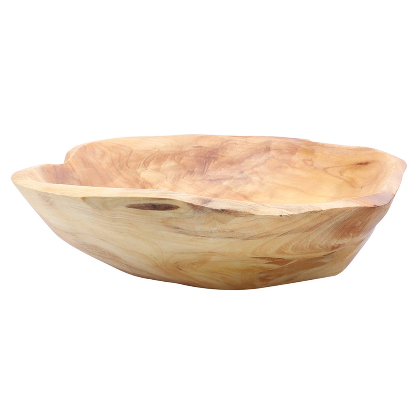 Luxshiny Rustic Wood Fruit Bowl 7.95 Inch Carved Wooden Serving Tray for Salad Snacks Home Decor Kitchen Dining Entertaining