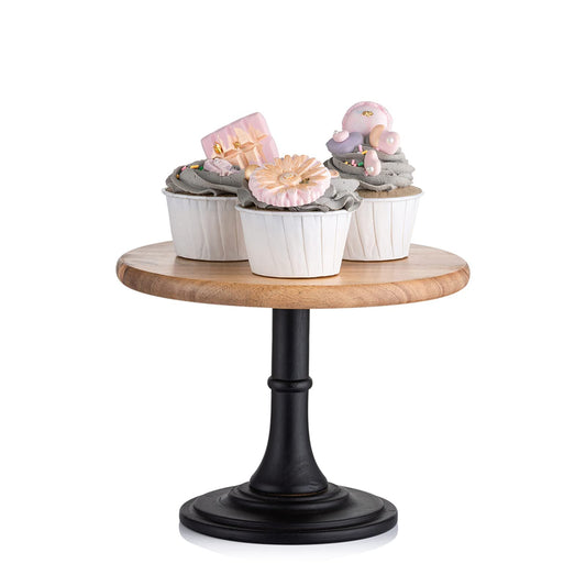 NUPTIO Wood Cupcake Stand Display: Wooden Cake Pedestal Stands Round Dessert Riser Cookie Serving Tray Vintage Pie Plate Holder Farmhouse Table Decor for Wedding Party Christmas 7.87 Inch/20cm
