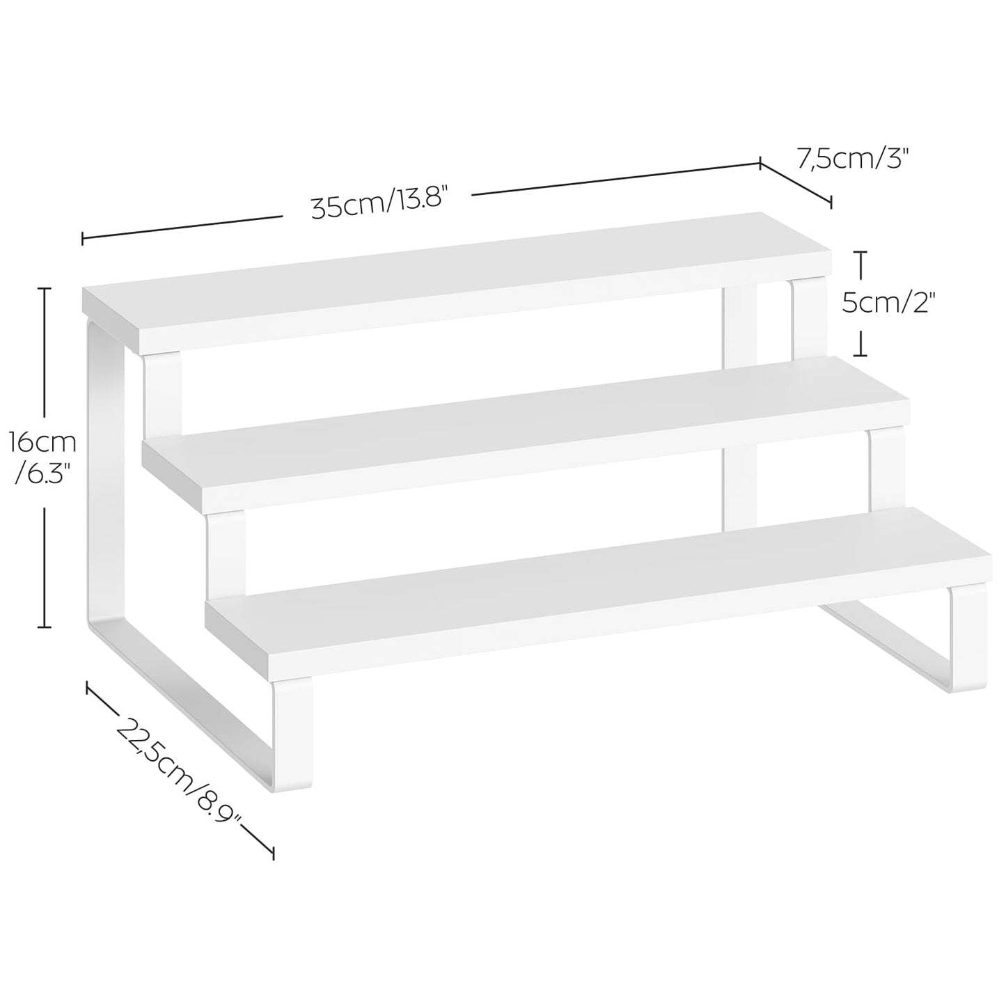 YATINEY Spice Rack, Wooden Display Riser Stand, Set of 2, Vanity Display Stand, Perfume Organizer, Tiered Countertop Organizers, Space Saving, for Kitchen Spices,Syrup, Coffee Mugs, White SR03L2WW