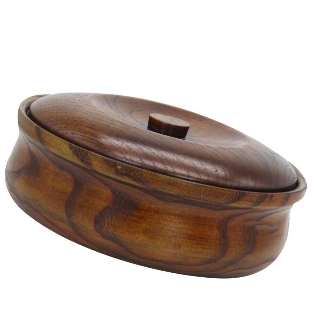 DOITOOL Wooden Snacks Bowl with Lid 6.29 Inch Square Fruit Plate Lightweight Serving Bowl for Nuts Candy Salad Home Kitchen Dining
