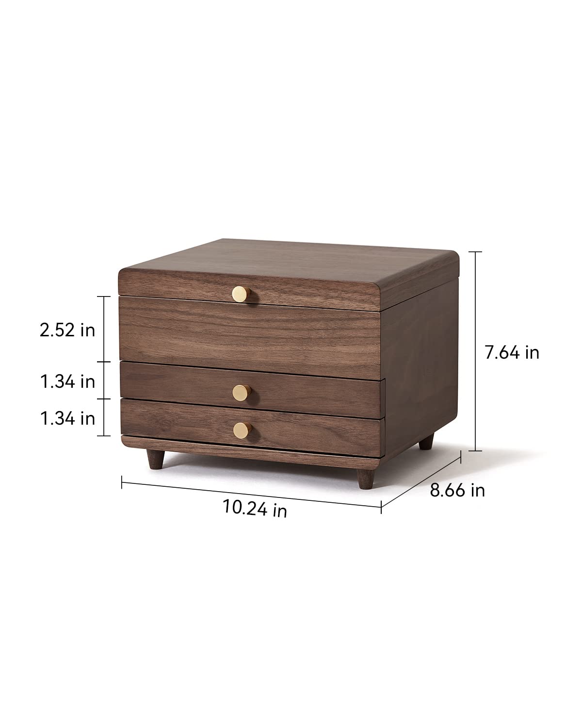 CHOSIN Wooden Jewelry Box, 3 Layer Large Jewelry Organizer for Women, Black Walnut Wood, Jewelry Storage for Necklaces Rings Earring Watches Bracelets, Fathers Day Gift (No Mirror)