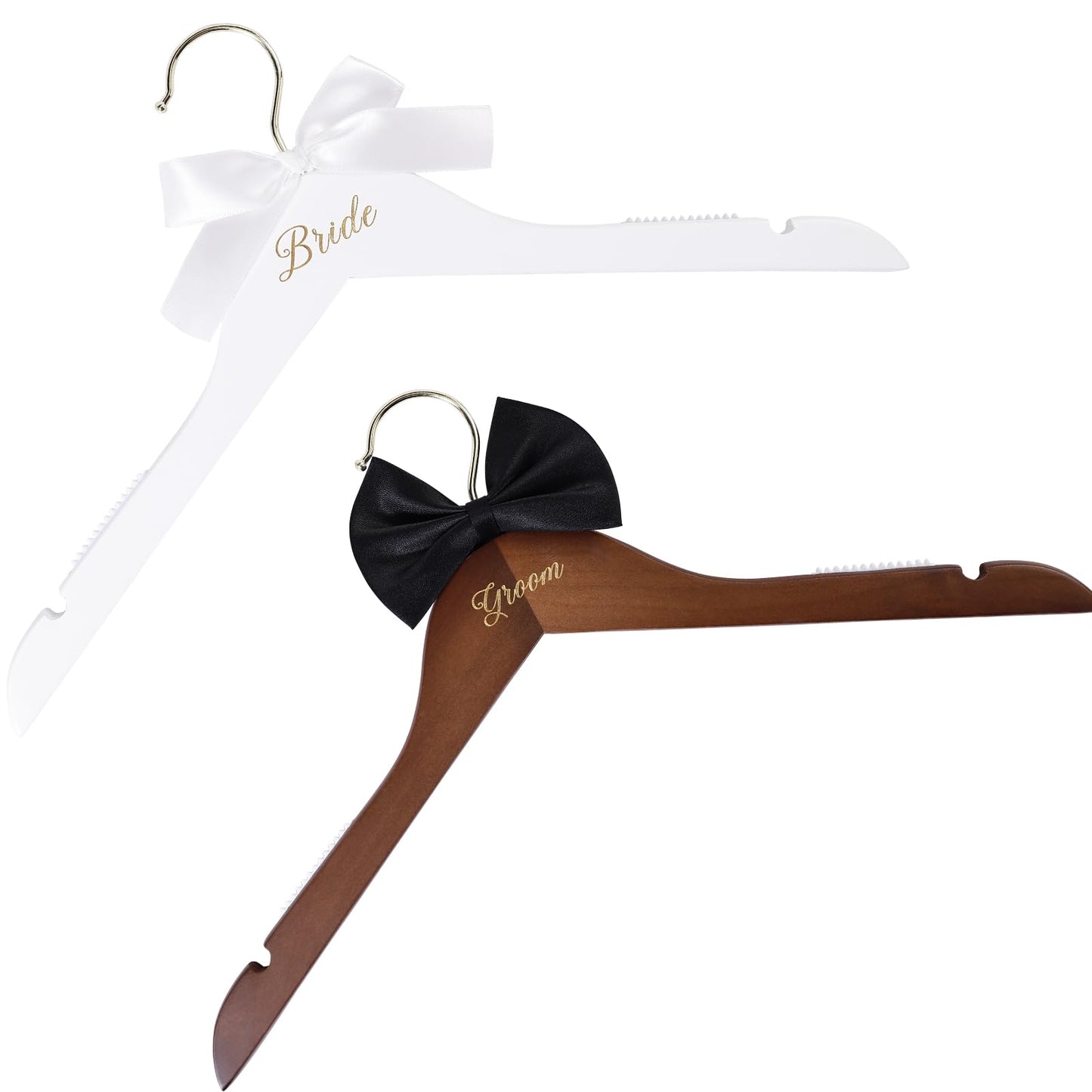 Wedding Hangers, Bride Hanger, Bridal Hanger, Wooden Bride and Groom Wedding Dress Hangers from Mom to Bridal